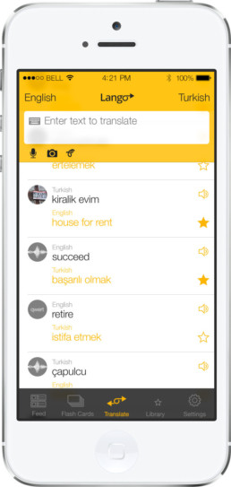iOSLango universal translator app feed