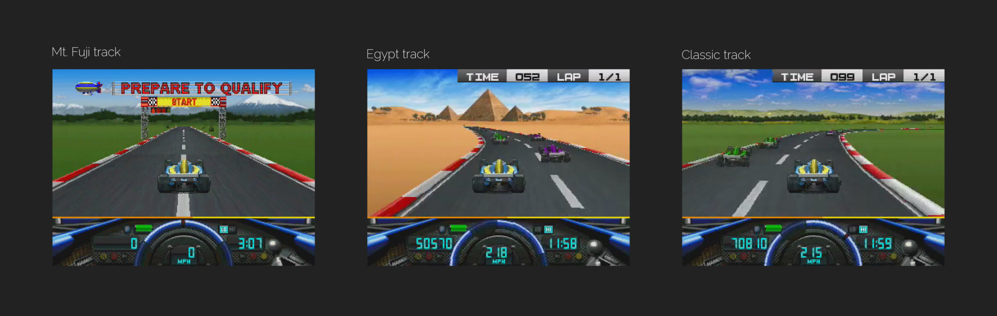 Pole Position Remix In Game Screens